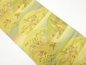 山並に樹木・花模様織り出し　名古屋帯